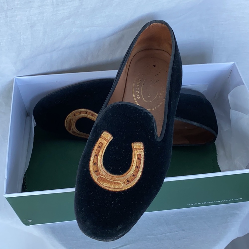 Horseshoe Embroidered Velvet Slipper 9.5US